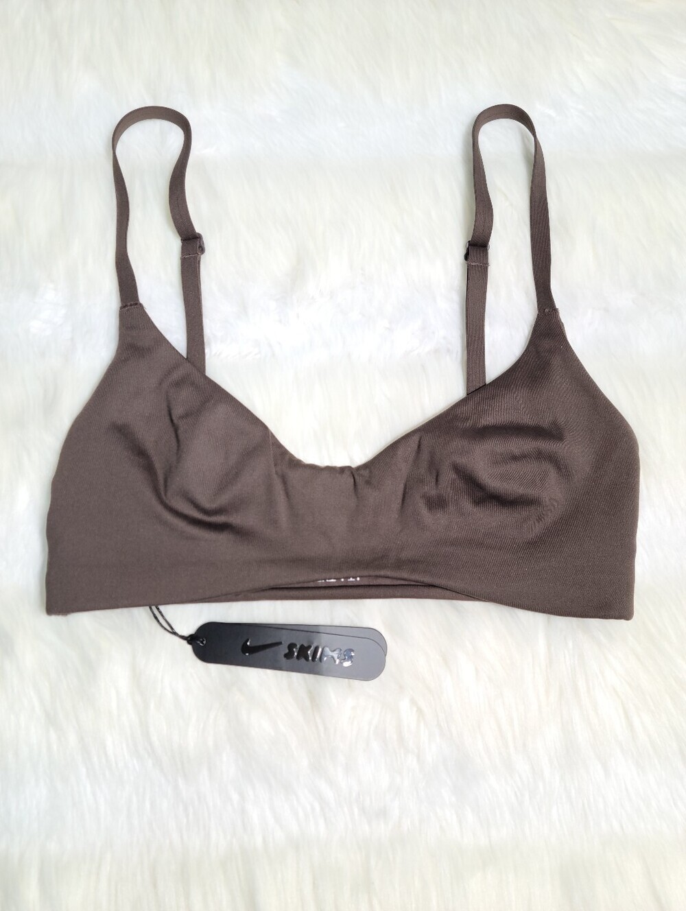 Nike SKIMS Matte Micro Scoop Bra Brown Dark Sepia Women XXS NEW